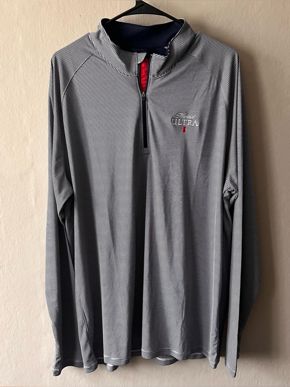 Levelwear Michelob Ultra Blue White Striped Quarter Zip Size XL